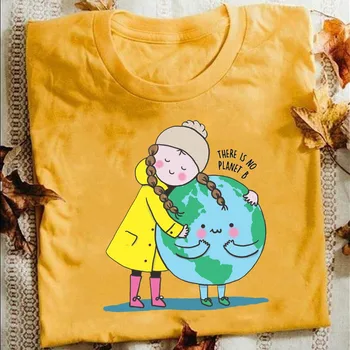 

VIP HJN Girl Hugs Earth T Shirt Greta Thunberg There Is No Planet B-Save The Planet Shirt Environment Tees T-shirts