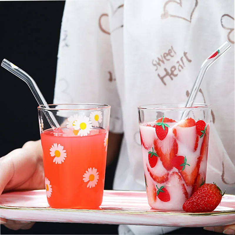 Agatige 300ml Glass Water Cup with Straw and Lid, Cute Strawberry Mug Glass  Milk Bottle Water Juice …See more Agatige 300ml Glass Water Cup with Straw