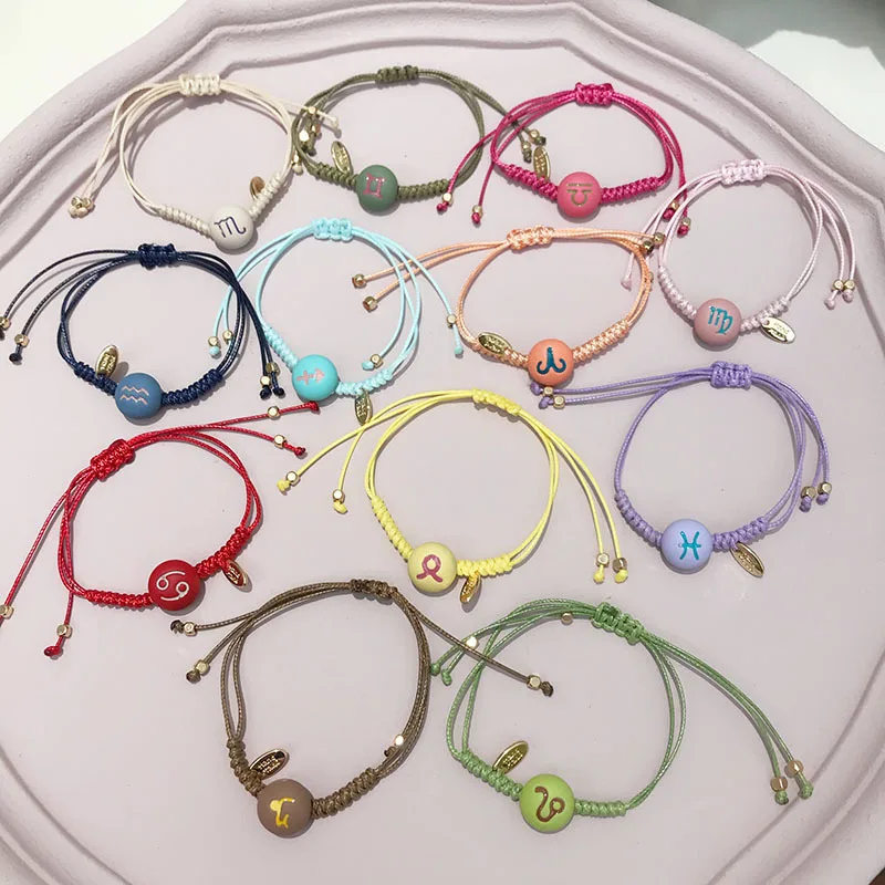 

Twelve Constellations Bracelets Korean Red Bracelet Couple Lucky Bracelet Drawstring Weave Color Bracelet