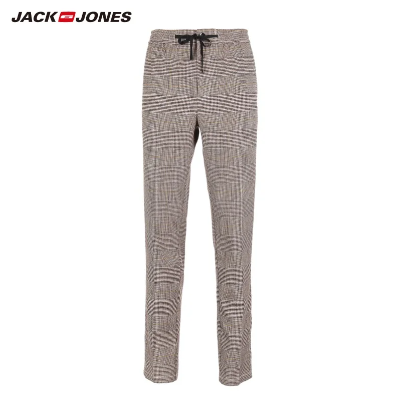 JackJones мужские деловые Умные повседневные клетчатые брюки цвета хаки с принтом 218314589 - Цвет: RUM BROWN