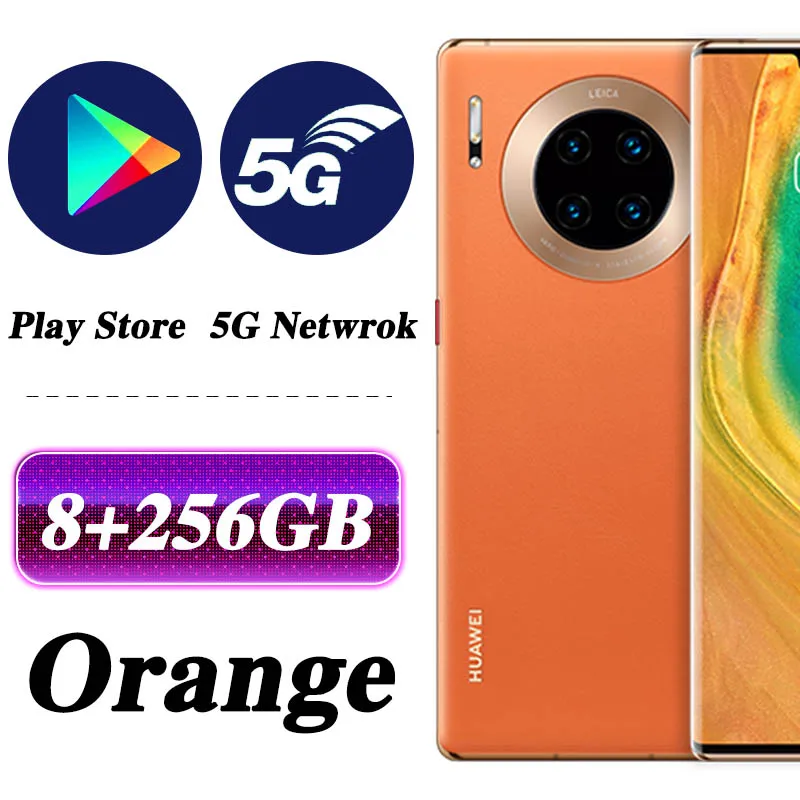 8G 256G Orange HUAWEI mate 30 Pro 5G мобильный телефон 6,53 дюймов Kirin 990 5G Android 10 Встроенный датчик жестов Google play 5G версия - Цвет: 8G 256G Orange