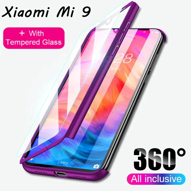 

360 Case for Xiaomi Mi 9 Phone Case with Tempered Glass for Xiaomi Mi 9T Pro 8 Lite A2 A1 SE Coque Fundas Cover on Pocophone F1