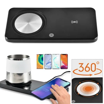 

2In1 Cup Warmer Multifunctional Mug Heater Smart Thermostatic Warmer Pad Heating Coaster For Coffee Phone Wireless Charge
