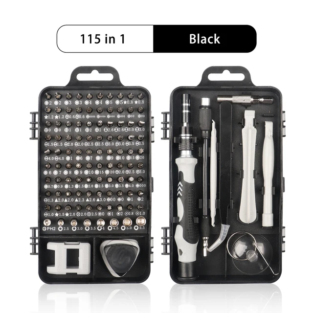 Computer Repair Kit,122 in 1 Magnetic Laptop Screwdriver Kit, Precision Screwdriver Set, Small Impact Screw Driver Set with Case 115 in 1 Gray