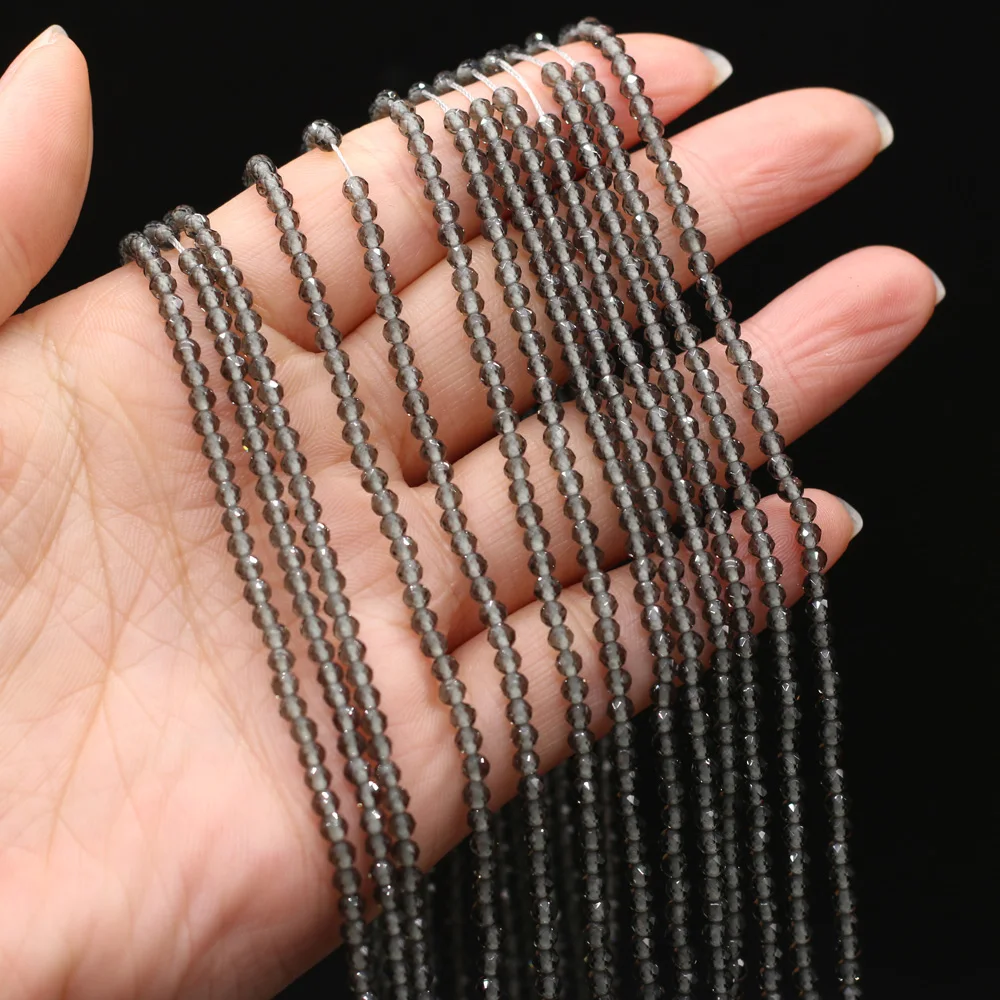

Beads Small Greay Round Natural Semi-Precious Stone Spinel Wear-resistant For Jewelry Making Necklace DIY Bracelet 3mm