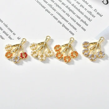 

Free Shipping 20pcs/Lot Floral Tree Shape Gold Tone Alloy Charms Colorful Crystal Rhinestone Paved Metal Earring Pendant 23*21mm