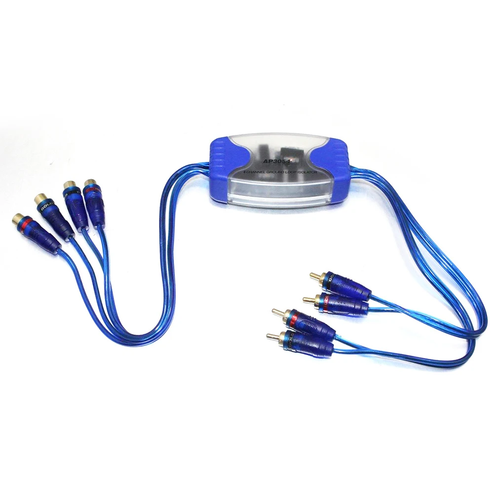 

4 Channel Ground Loop Isolator Line Sound Eliminator Remove Noise Filter Line Noise Eliminator Blue