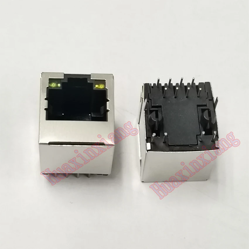 20 шт./лот стальной щит разъем RJ45 8P8C со светодиодом 180 градусов вертикальная
