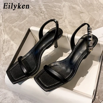 

Eilyken 2020 New Design Ankle Crystal Strap Slip On Womans Shoes Fashion Open Toe Stiletto Heels Gladiator Sandals Size 34-40