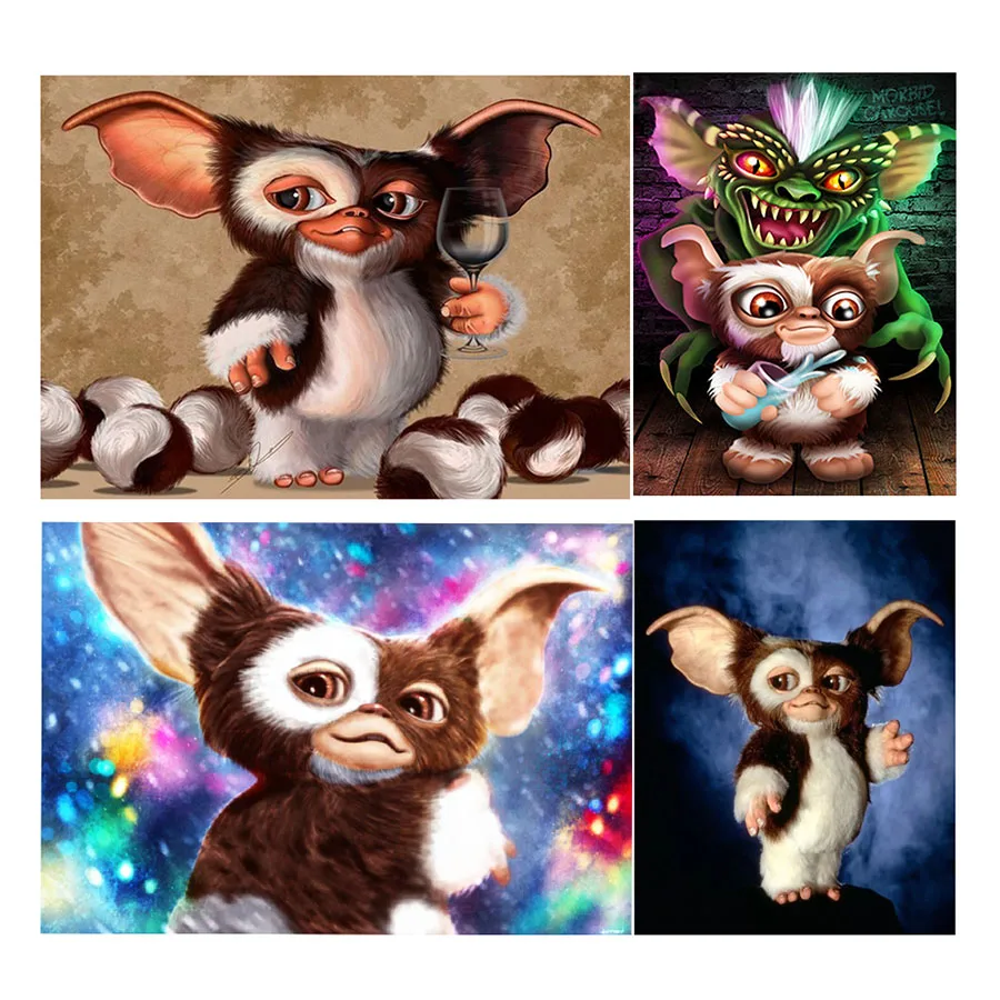 Completed Diamond Art Painting Gremlins spike and Gizmo Small