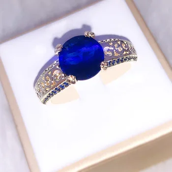 

European and American Rose Gold Champagne Sapphire Engagement Ring Elegant Temperament Ladies Luxury Jewelry Free Shipping