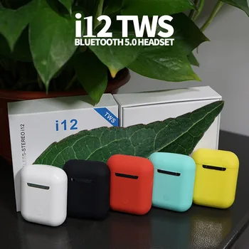 

i12 tws stereo Bluetooth Earphones Headset handsfree business Touch With Mic Charging Box Sport Headset Air Wireless Earbuds