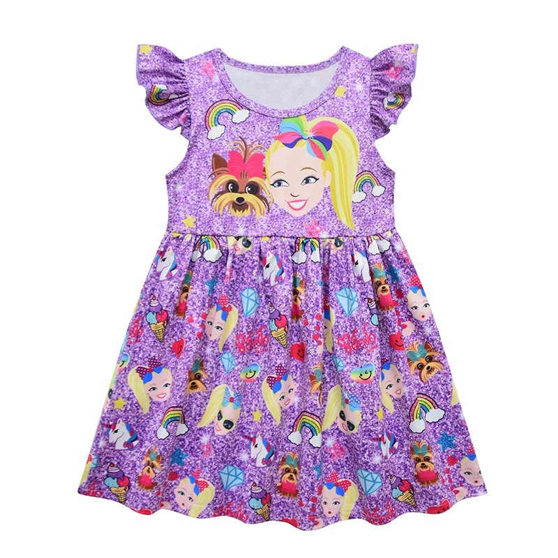 

Little Girls Siwa Casual Dress Rainbow Unicorn Gown Cosplay Costume Kids Flying Sleeve Printing Tank Dress Girls Party Clothes