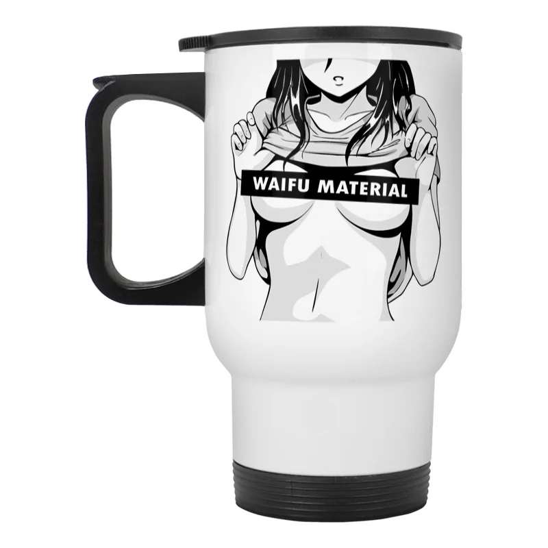 

Waifu Material Otaku Anime stainless steel travel car mug with friction lid swivel spout and handle 15oz