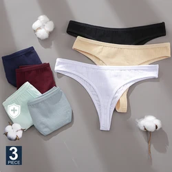 FINETOO 3PCS/Set Cotton G-string Women Lingerie Panties S-XL Thong Femmale Underwear Sexy Pantys Underpant Intimate Thong Girl