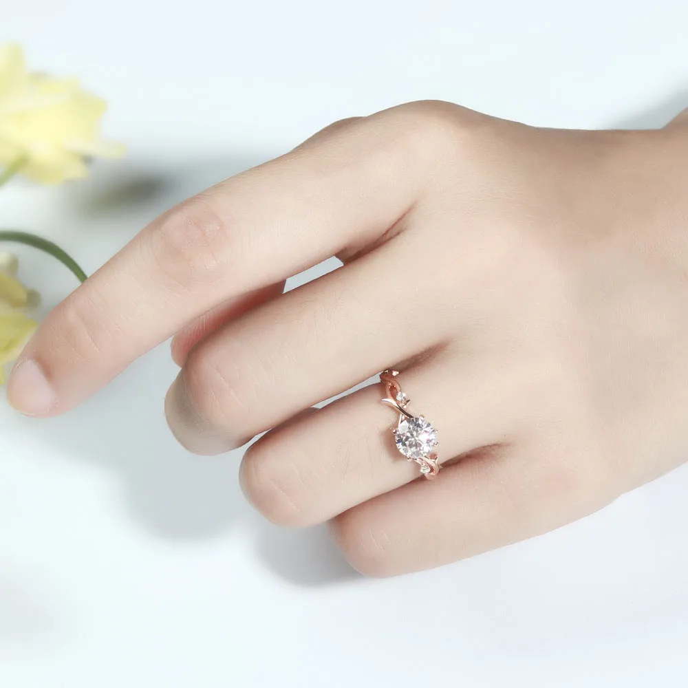 Женское Обручальное кольцо из розового золота с муассанитом 18 К 1 карат 6 5 мм