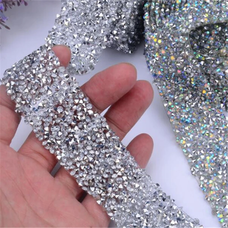 

5 Yards rhinestone applique cristal Bridesmaid Drill belt Dress Rhinestones Motifs Ribbon Crystal iron on Patches Hotfix 3cm