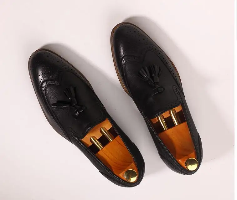 

New product real leather vintage leisure men's leather shoes by hand in the trend loafers Oxfords shoes wedding and party shoes