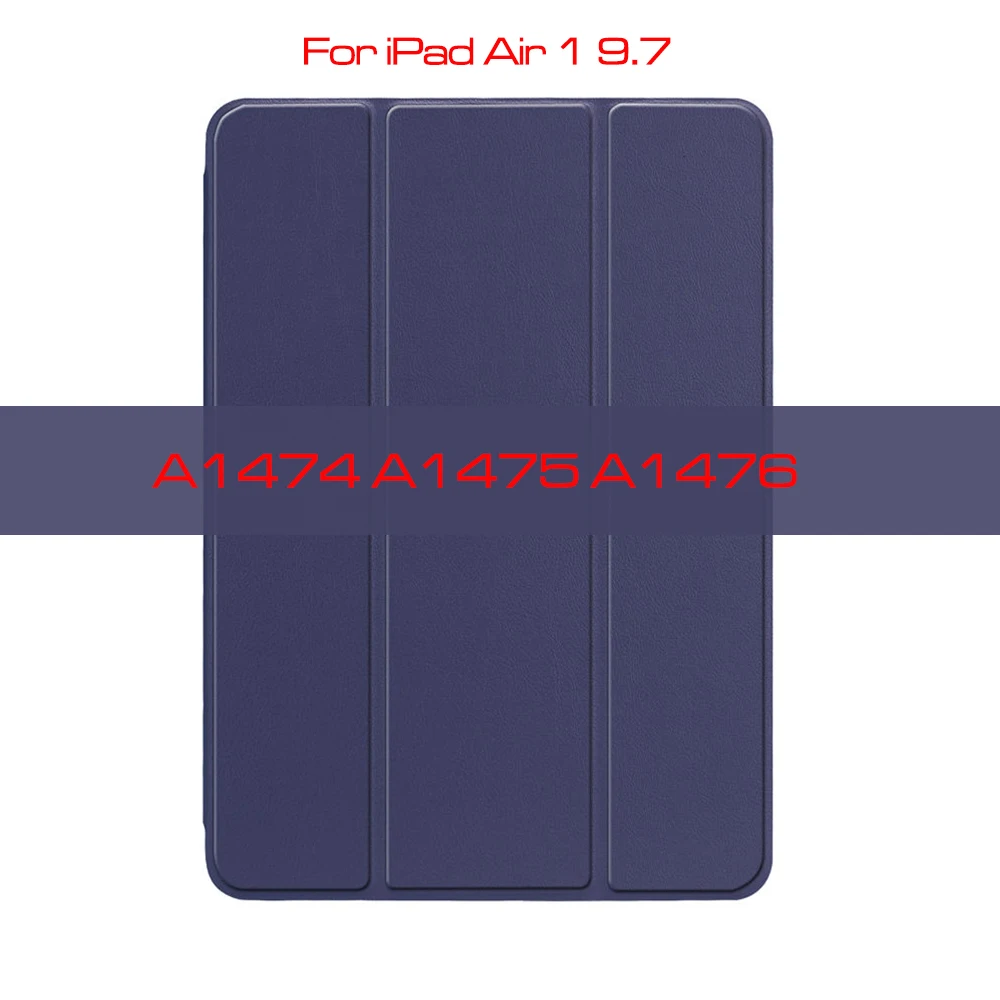 Чехол qijun для ipad 9,7 A1822 A1893 Fundas для ipad 5th 6th 7th 10,2 Air 1 ipad 2 3 PC задняя крышка из искусственной кожи Smart Cover - Цвет: Navy Blue-iPad Air 1