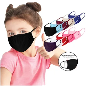 

Kids Solid Color Mask Replaceable Filters Reusable Breathable Protection Cotton Mask Dustproof Washable Unisex Mask Mondkapjes