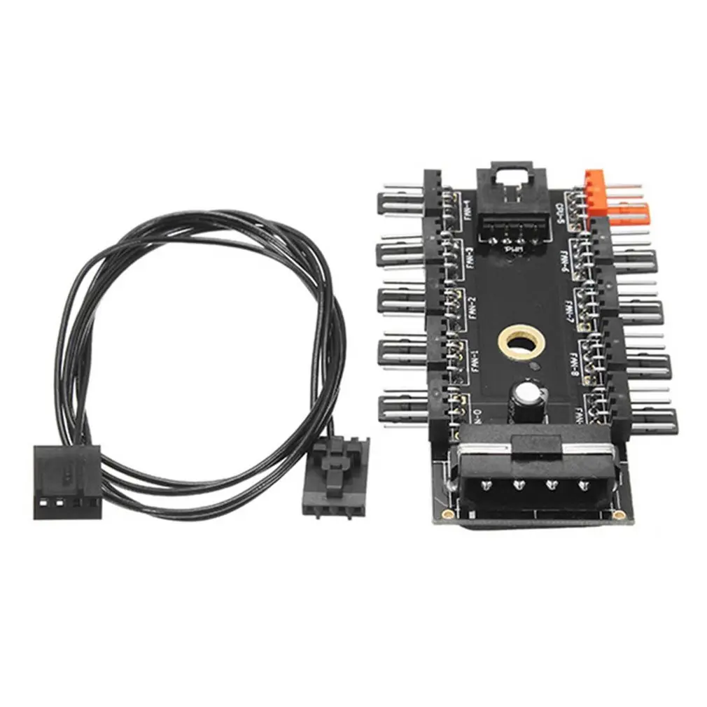 

4pin Speed Temperature Control Cooling Fan PWM Fan Hub Speed Controller 12V 10 Way Computer Case With PWM Connection Cable