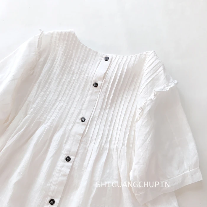 2020 New Summer Women Blouse Japan Style Mori Girl Back Buttons Loose O-Neck Short Sleeve Shirt Women Tops 4