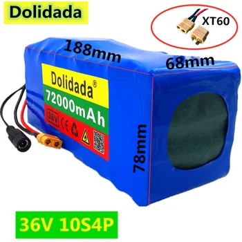 

2020 NEW XT60 interface 36V battery 10S4P 72Ah battery pack 500W high power battery 42V72000mAh Ebike electric bike BMS