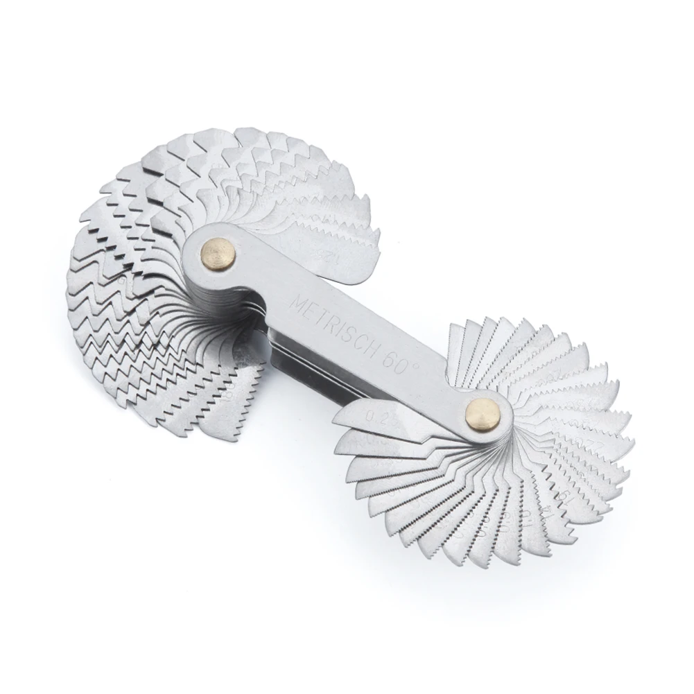 

52pcs Blade Screw Thread Tooth Pitch Cutting Steel Gauge Measuring Tool 55 to 60 Degree Metric Gauge Metric Screw Thread Gauge