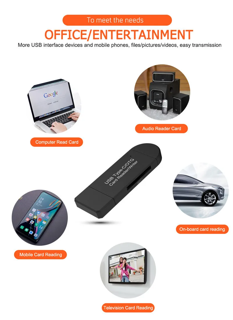 Type C OTG micro USB 3 в 1 OTG Кардридер высокоскоростной USB2.0 Универсальный OTG TF SD для Android Компьютерный удлинитель-переходник