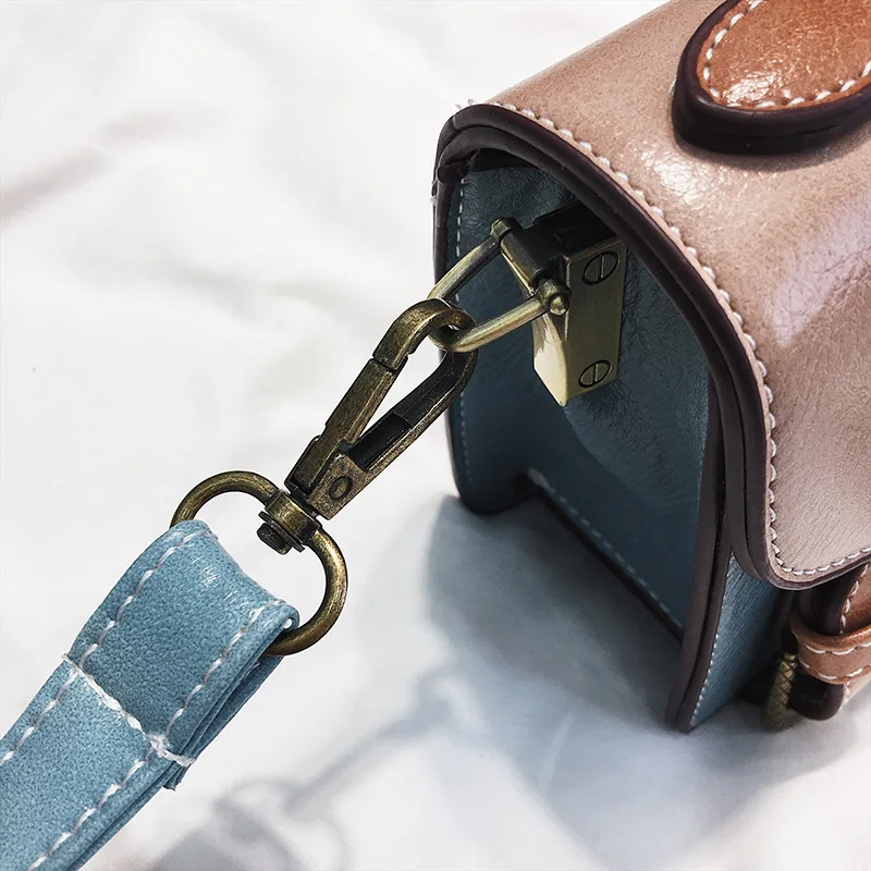 

2018 New Style Fashion Korean-style Contrast Color Industrial Lock Square Sling Bag Shoulder Diagonal WOMEN'S Bag a-Piece