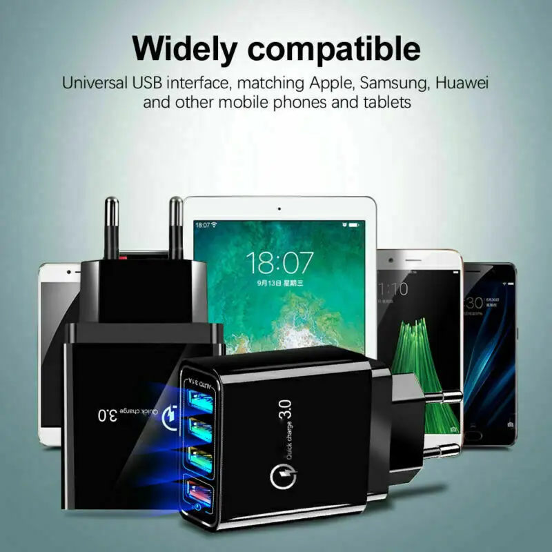 4 порта быстрой зарядки QC 3,0 usb-хаб высокого стандарта огнезащитный материал пх настенное зарядное устройство 3.5A адаптер питания Великобритании ЕС США plug Лидер продаж