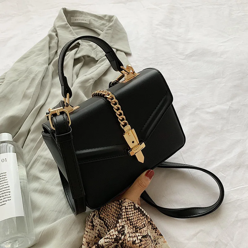 

New stereo relief small square bag with metal lock and one shoulder slanting lady bag in 2019