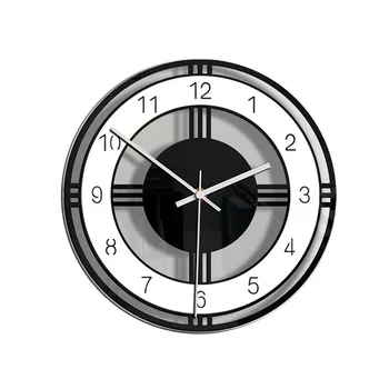 

Round Dial Wall Clock Home Living Room Bedroom Acrylic Pointer Clock Simple Vintage Style