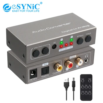 

eSYNiC 192KHz DAC Digital to Analog Audio Converter With Remote Toslink Coaxial Optical to RCA R/L AUX 3.5mm Jack Adapter
