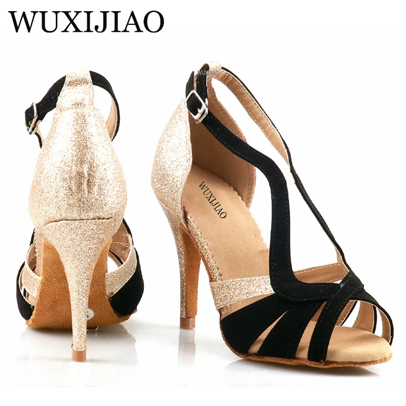 Printing Women's Latin Dance Shoes National Standard Dance Shoes Party Square Soft Sole 9cm women dance shoes,salsa dance shoes
