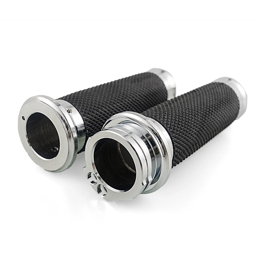Camisin Motorcycle Hand Grips 1 Inch 25mm Handlebar Grips Rubber for Touring Road King Bobber Cafe Racer Silver 
