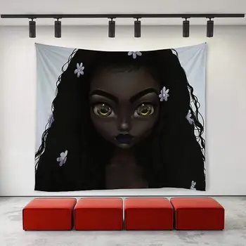 

African American Girl Black Afro Tapestries Unique Art