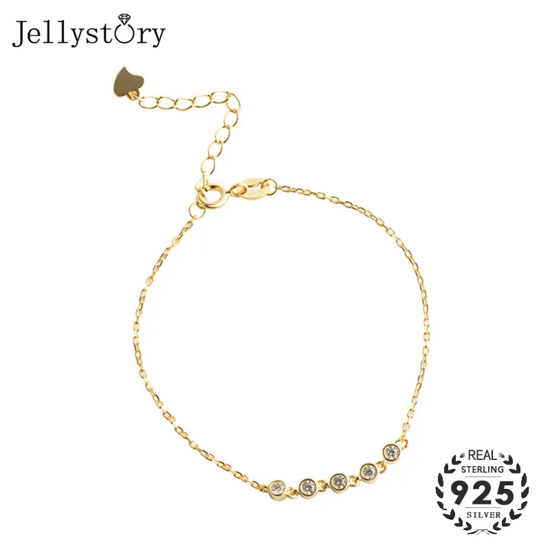 Jellystory новый 925 серебро женский браслет с кубического циркония драгоценных камней