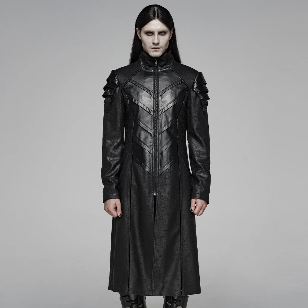 PUNK RAVE Men's Punk Military Handsome Uniform Long High Collar Jacket Stage Club Performance Personality Cool Mens Winter Coats PUNK RAVE Men's Punk Military Handsome Uniform Long High Collar Jacket Stage Club Performance Personality Cool Mens Winter Coats