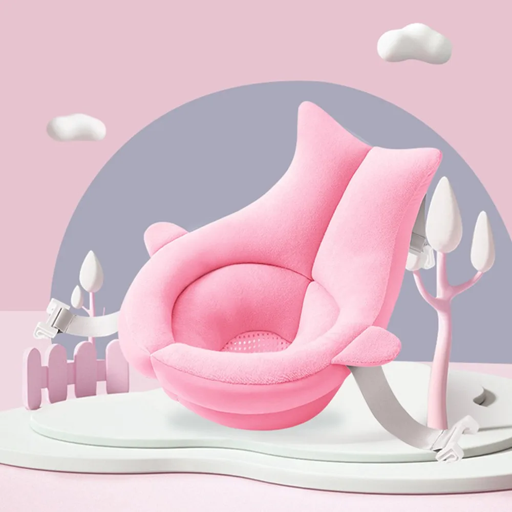 Портативная воздушная подушка для душа для младенцев, нескользящий коврик для ванной, безопасность для новорожденных - Цвет: Розовый