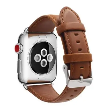 

Leather watch band For Apple Watch Band 42MM 38MM 40mm 44mm with Connector Adapter strap for iWatch 4 3 2 1 Sports Buckle