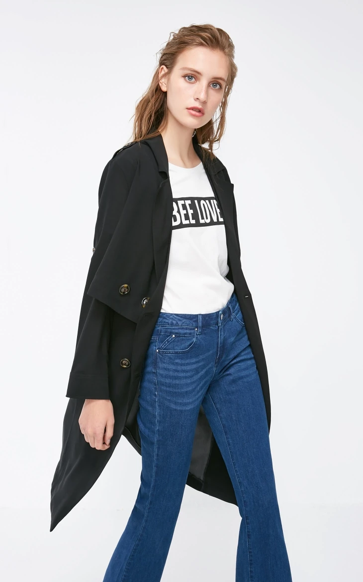 Vero Moda Новое поступление женский настоящий Двухсекционный жилет Свободное пальто средней длины Тренч | 318321531