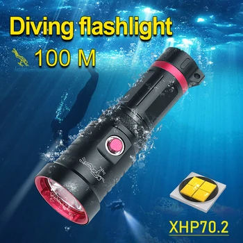 

Most powerful Diving Flashlight Professional Underwater Diving Light XHP70.2 Dive LED Torch for Underwater 100M Hunting lantern