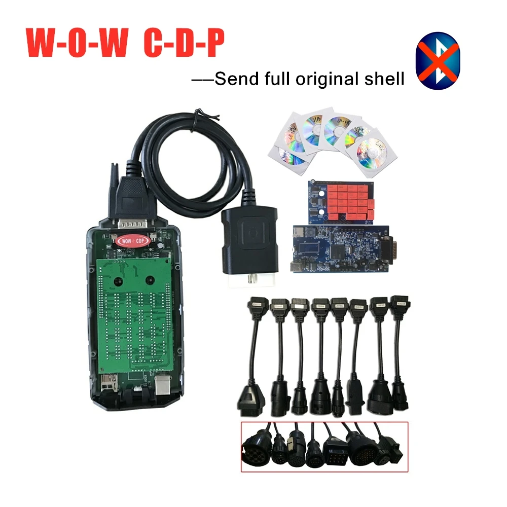 A++ качество w-o-w snooper W-O-W C-D-P R5.012/r5.008 с ключом подарок! Лучшая плата с bluetooth obd сканером+ 8pc грузовых кабелей - Цвет: without bluetooth