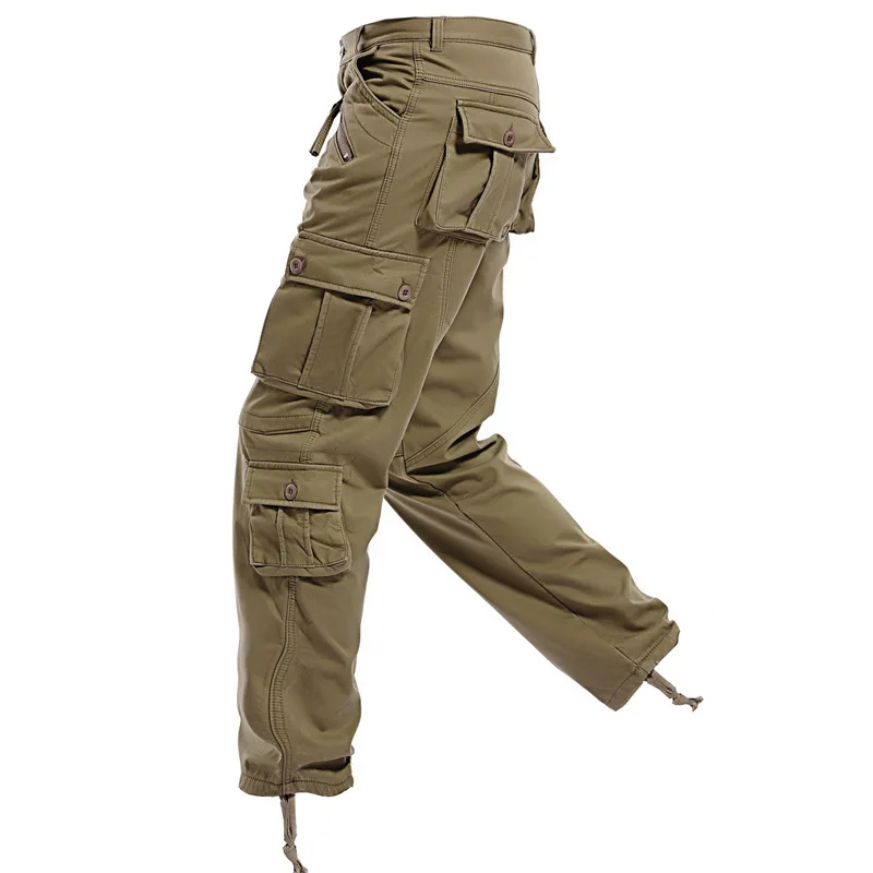 Большие размеры 40 мужские зимние толстые теплые брюки карго Модные свободные мешковатые Joger рабочие брюки мужские повседневные флисовые карманы меховые брюки
