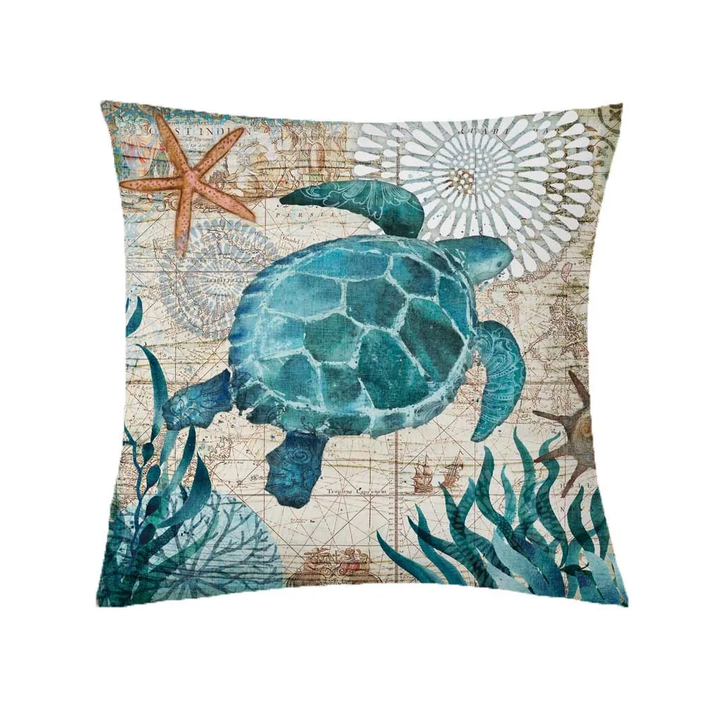 Turtle Pillow Case Sea Style Octopus Printing Throw Pillow Case Cover Sea Whale Pillowcases Pillow Case Pillowcase kussensloop 2