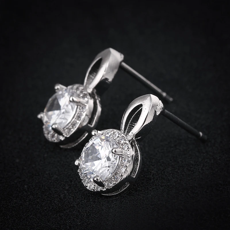 cute round earrings for women white 585 gold color brinco Austrian crystal fashion jewelry shine Austrian crystal aretes (5)