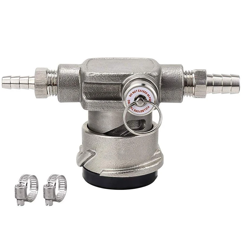 

Stainless Steel Low Profile Keg Coupler,D System Coupler with Safety Pressure Relief Valve,Space Saving Keg Tap Coupler with 1/4