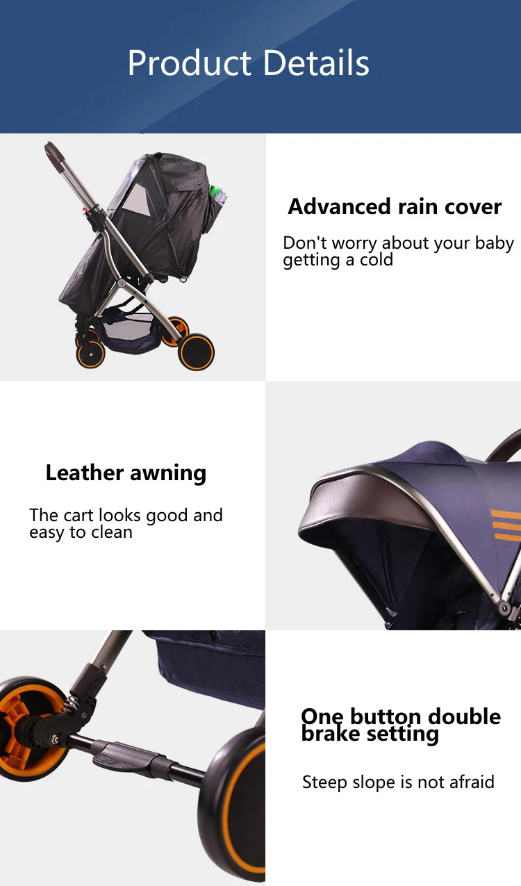 Baby stroller can sit reclining lightweight folding four-wheel shock newborn baby stroller baby stroller