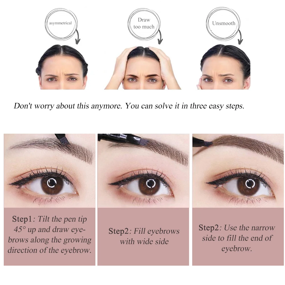 Eyebrow Pencil 4 claw Tattoo Pen Professional Long Lasting Waterproof Microblading Fine Sketch Liquid Eye Cosmetics 3